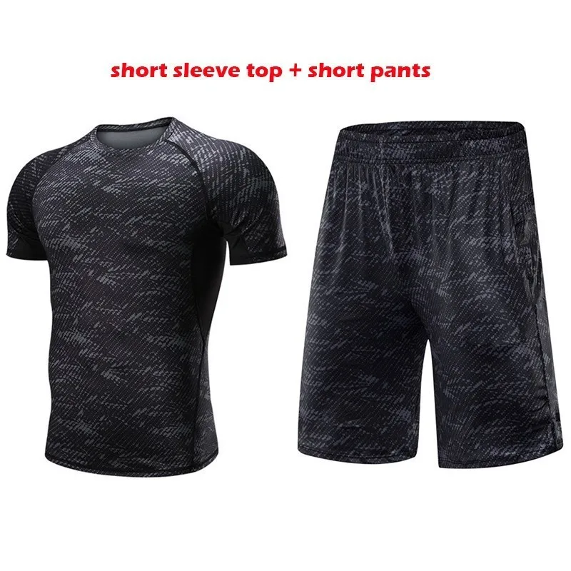 Tracksuit men-06 Спортивный костюм с принтом, Мужская эластичная спортивная одежда, мягкая дышащая одежда для пробежек, тренировок, фитнеса, компрессионная одежда для мужчин, набор для бега, S-4XL - Цвет: Tracksuit men-06