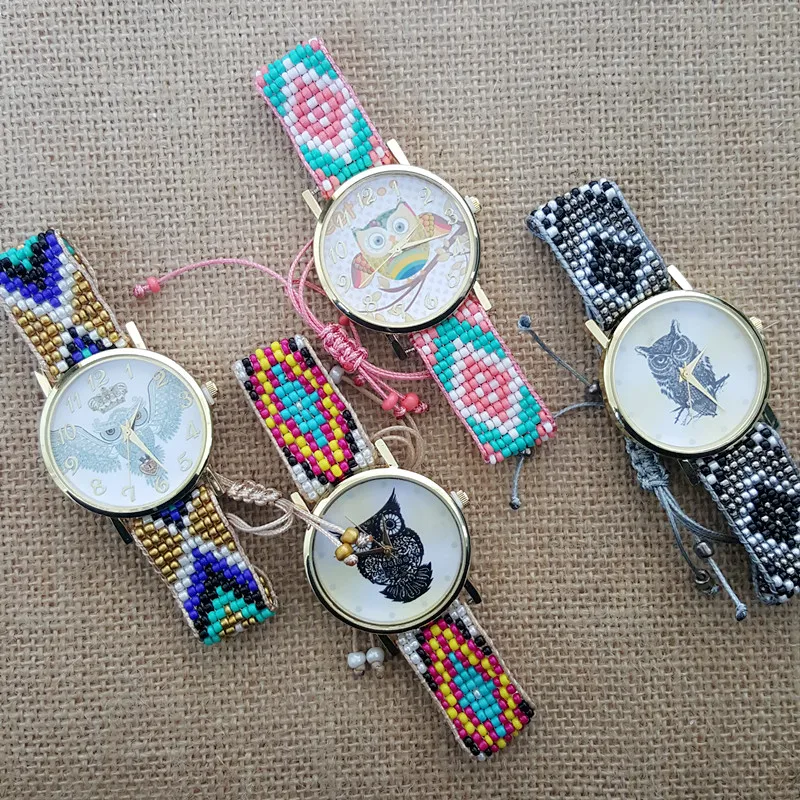 Женские кварцевые часы в богемном стиле повседневные с цветным циферблатом виде
