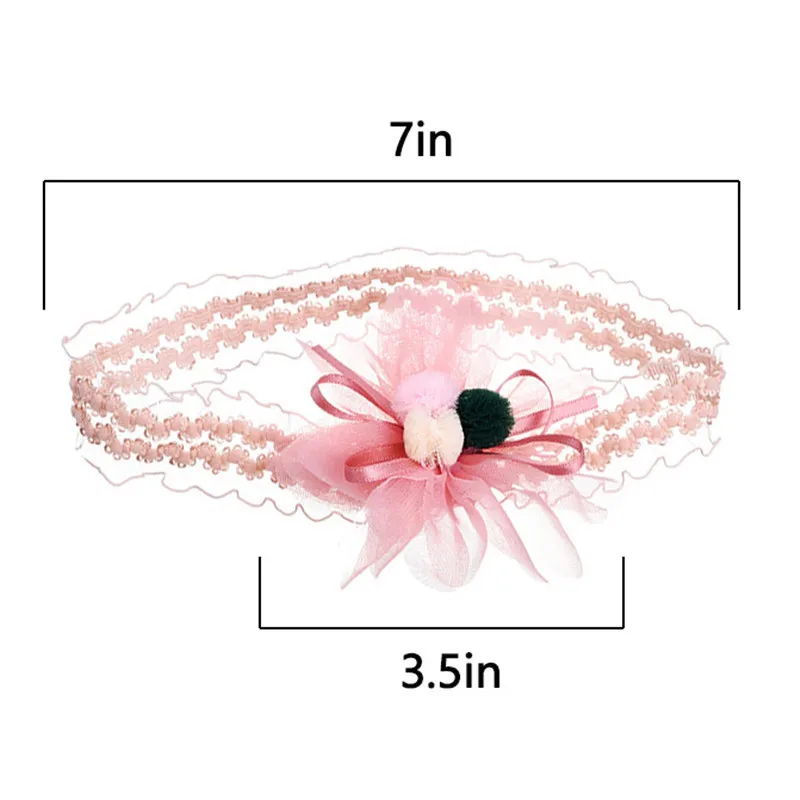 M MISM Child Girls Sweet Bow-knot Turban Chiffon Ball Headband Kids Baby Crown Hairband Hair Accessories Elastic | Украшения и