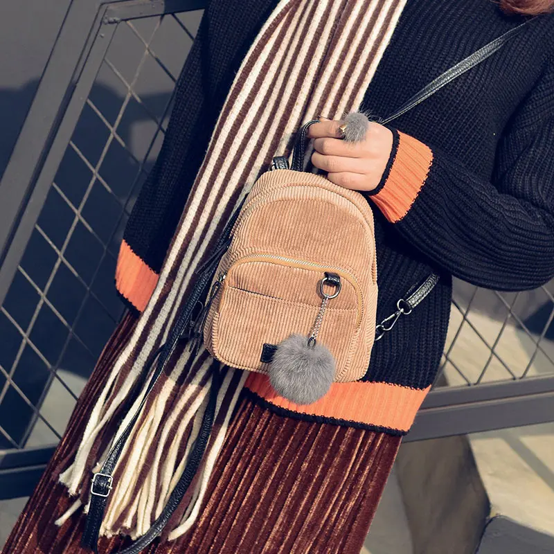 2018 новый модный элегантный рюкзак вельветовый полосатый Женский для девочек Shcool