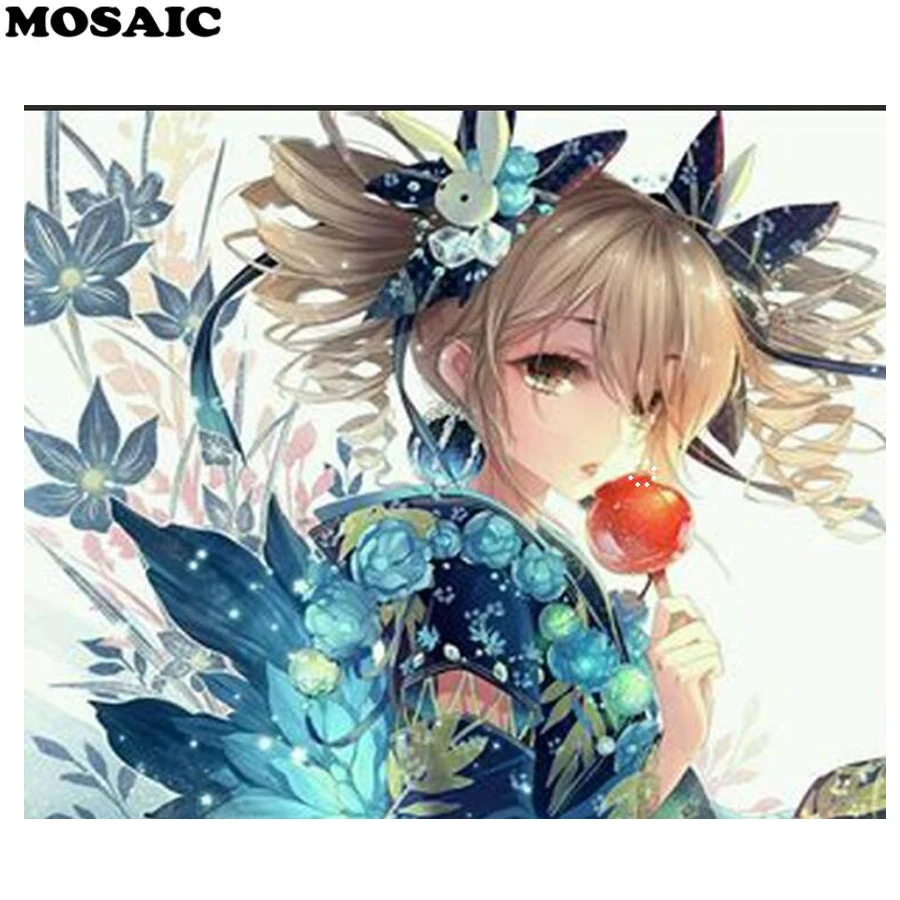 cartoon girl diy Diamond Painting Cross Stitch 5d Full Resin square/round Mosaic Embroidery Rhinestones wall art | Дом и сад