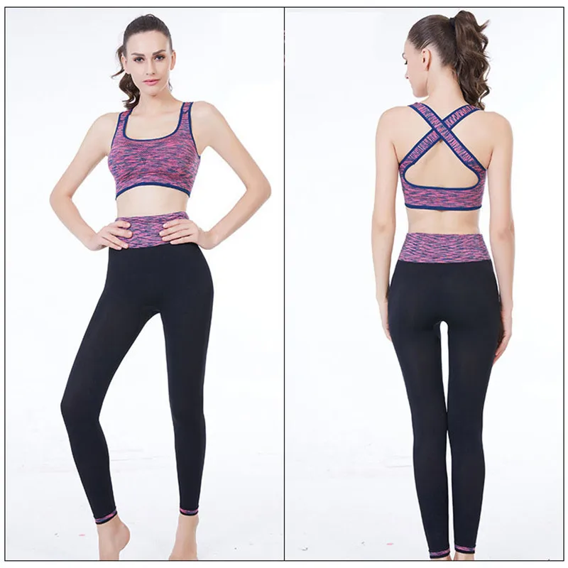 2018 2 шт. Для женщин Костюм для занятия йогой Фитнес тренажерный зал Бег спортивный
