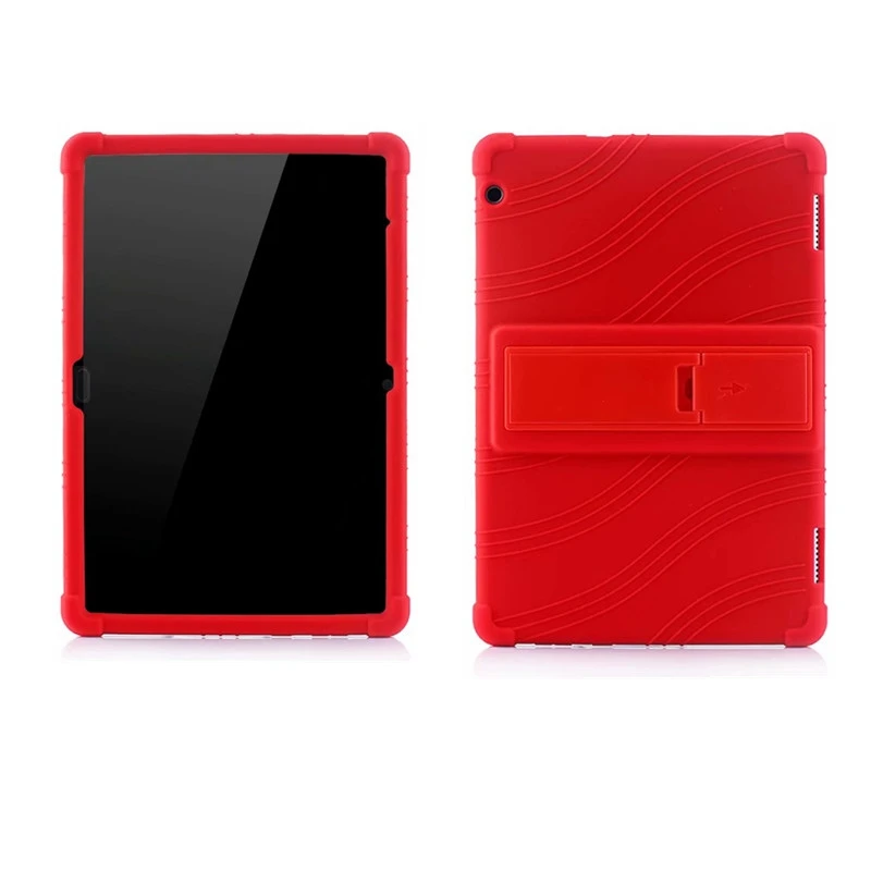 Силиконовый чехол для huawei mediapad T5 AGS2-W09/L09/L03/W19, 10,1 дюймов, чехол-подставка для huawei mediapad T5 10, мягкий чехол+ пленка+ ручка - Цвет: red