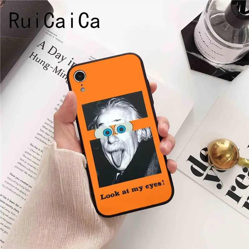 Ruicaica Забавный Einstein Eyes Красочный милый чехол для телефона iPhone 8 7 6 6S 6plus X XS MAX 5 5S SE XR 10