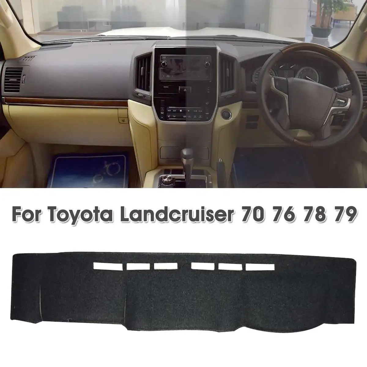 Auzan Anti-sun Board Cover Black Anti-dust Right Dashboard Dash Mat For Toyota Landcruiser 70 76 78 79 Series 7/2009- DM1129
