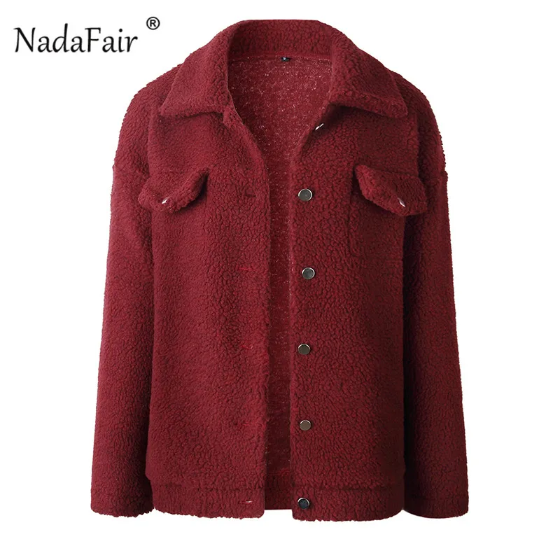 Nadafair/свободные пальто из искусственного меха ягненка для женщин; большие размеры; Повседневный зимний плюшевый пиджак; пальто; Верхняя одежда; пальто Veste Fourrur