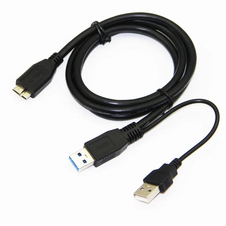 Bochara Micro USB 3,0 с usb-питанием кабель для передачи данных папа-папа Супер Скоростной Y сплиттер 2 в 1 кабель для передачи данных для HDD 60 см 100 см