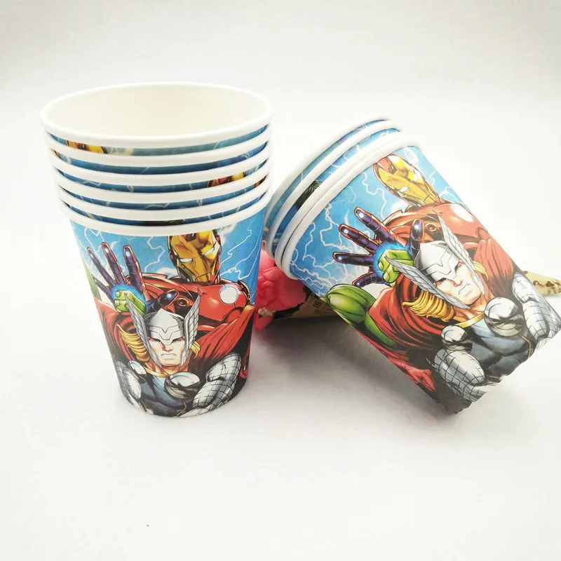 cups Вечерние принадлежности для украшения дня рождения с изображением Мстителей, скатерть, чашки, тарелки, баннеры, одноразовые столовые приборы, набор для мальчиков, Детские сувениры, Супергерой - Цвет: cups
