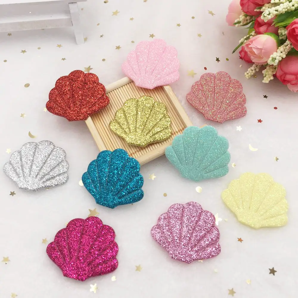 Новинка 16 шт. микс Блеск блестка в виде ракушки фетр ткань аппликации нашивки