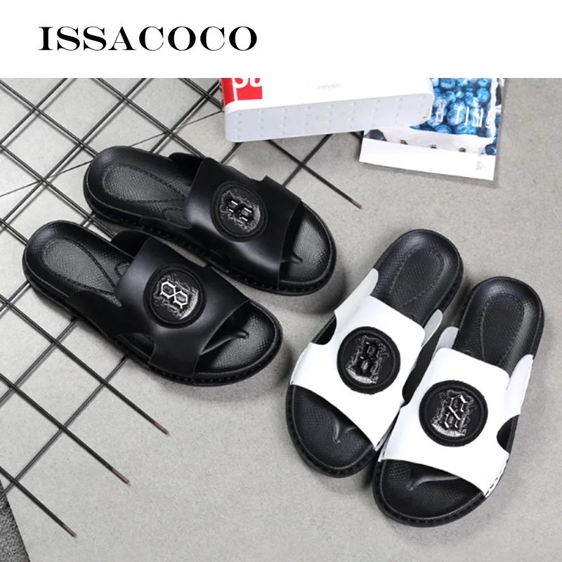 Шлепанцы ISSACOCO мужские для дома натуральная кожа модные сандалии пляжные тапочки