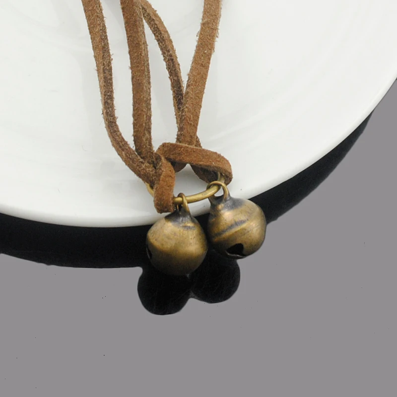 ATGO Fashion Women Leather Necklace With Bell Brown Vintage Jewelry Nice Chokers False For Collar BN398 | Украшения и аксессуары