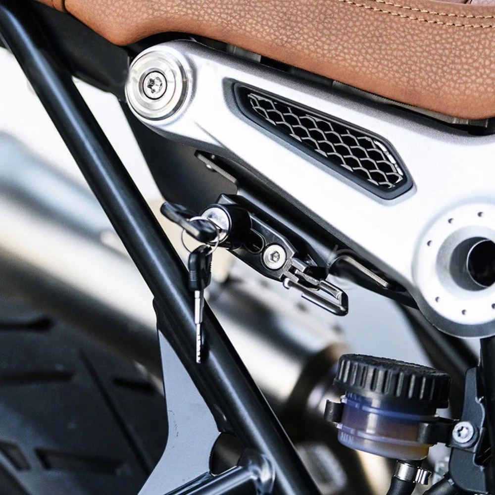 Motorcycle Alloy Helmet Lock Mount Hook Black Right Side Anti-theft Security with 2 Keys Fits for BMW R Nine T Models 2017-2018 |