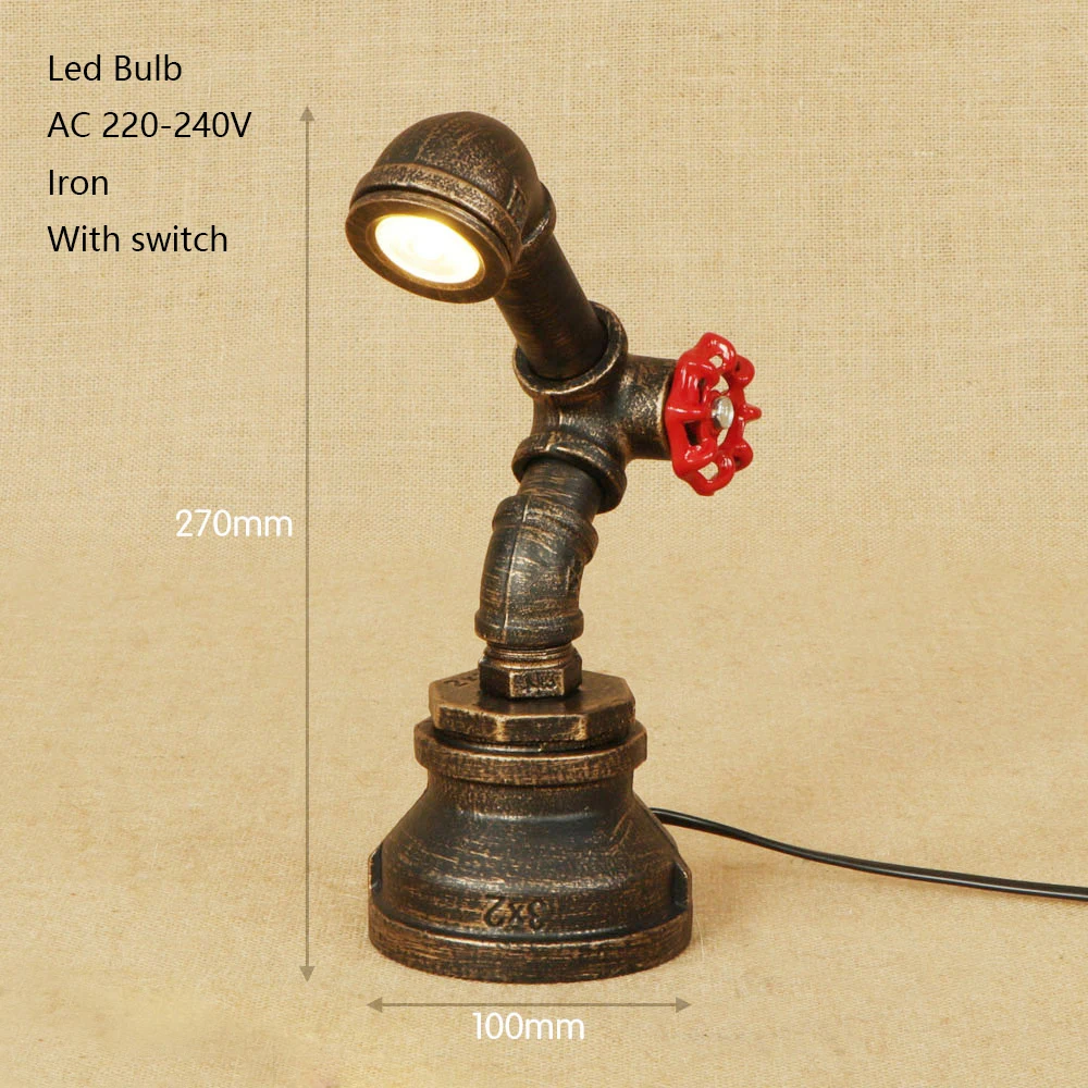 Лампа настольная светодиодная с выключателем 220 В для спальни офиса кабинета