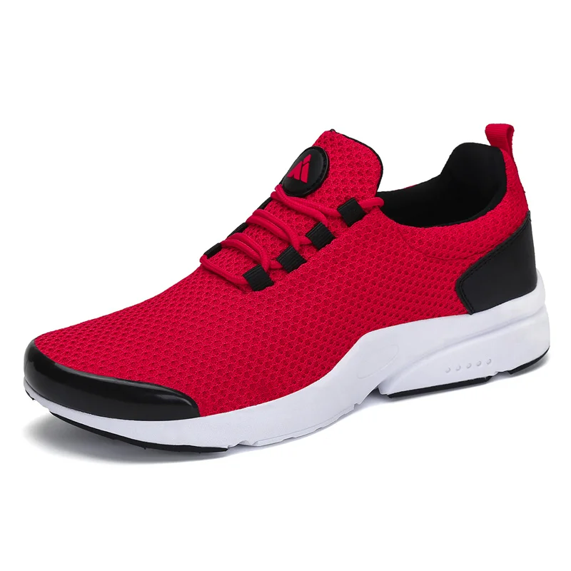 Красный Уличная обувь для бега; мужские летние сетчатые кроссовки; дышащая Спортивная обувь; кроссовки для бега; Женская Весенняя Нескользящая прогулочная обувь - Цвет: Красный