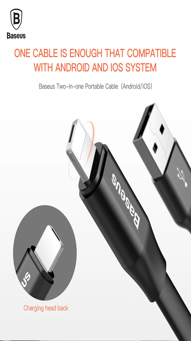 Baseus USB кабель для iPhone X 8 plus samsung XIMI Micro2A Дата зарядный кабель power Bank зарядное устройство USB зарядный провод шнур