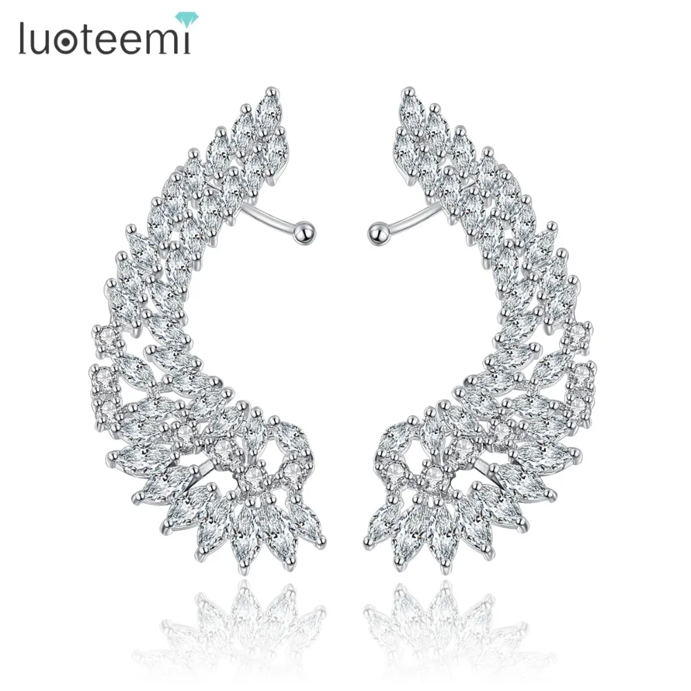 LUOTEEMI, корейский стиль, Сияющие кристаллы, большие ангельские крылья, висячие серьги, Bijoux Femme Brincos, ювелирные изделия для женщин, ювелирные изделия для свадебной вечеринки