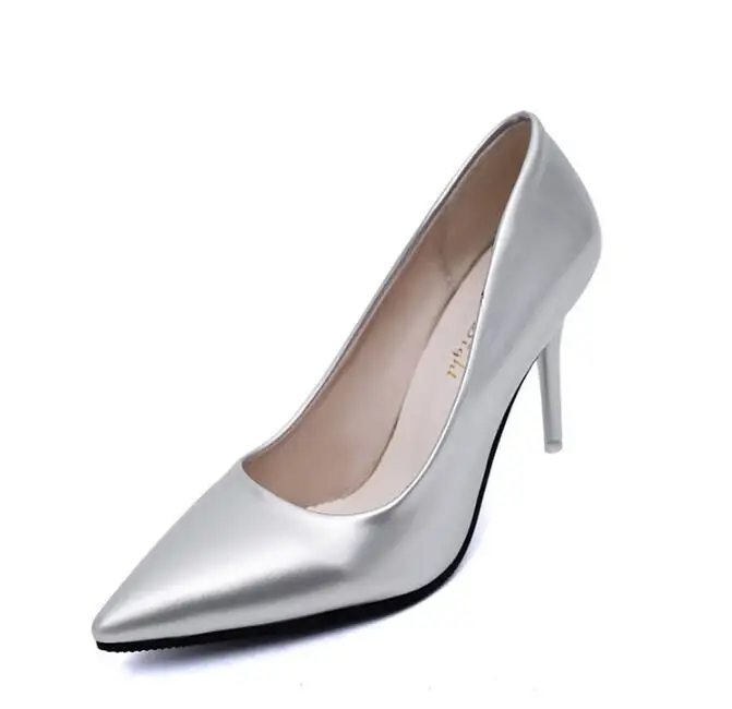 Silver 8CM Популярные женские туфли-лодочки женские свадебные туфли с острым носком на высоком каблуке; сезон весна-осень пикантная обувь на высоком каблуке для женщин;#9588 - Цвет: Silver 8CM