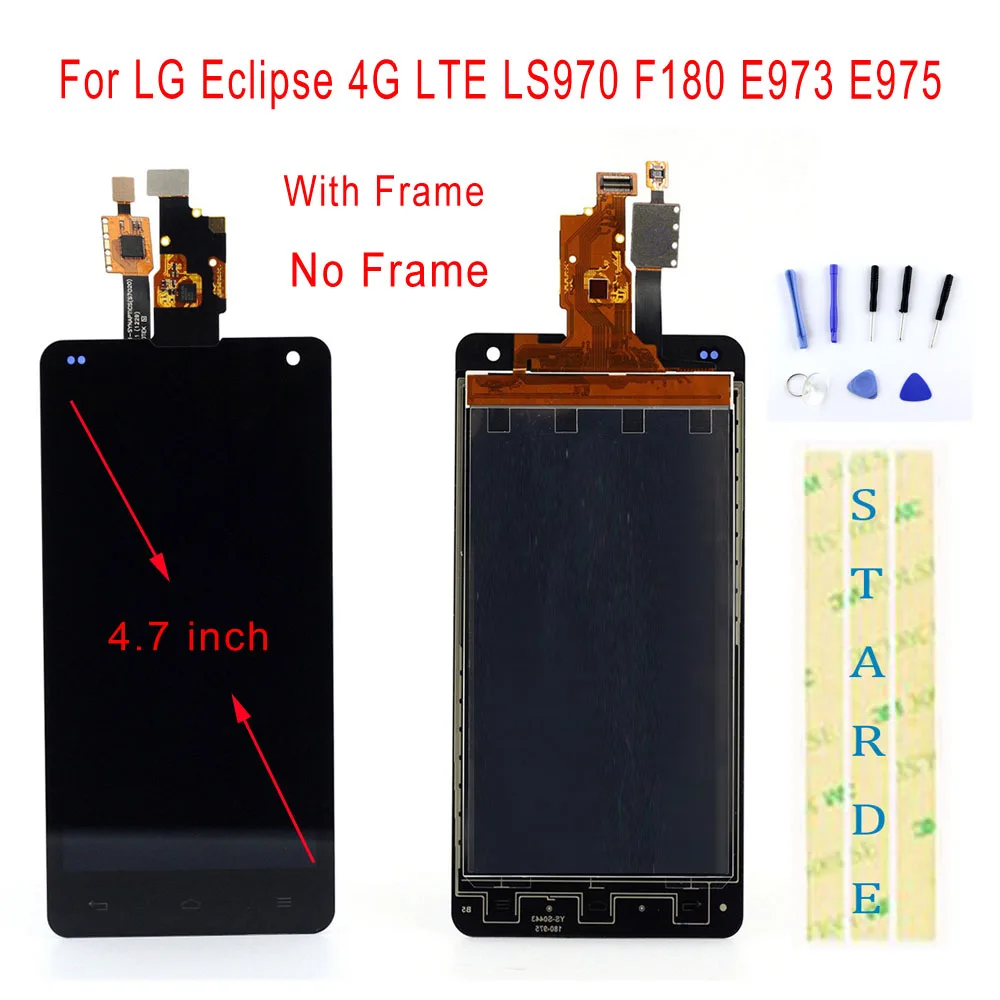 

STARDE Replacement LCD For LG Eclipse 4G LTE LS970 F180 E973 E975 LCD Display Touch Screen Digitizer Assembly Frame 4.7"