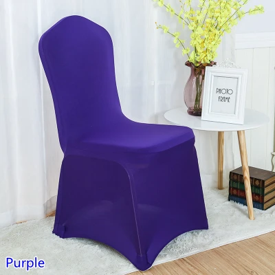 

Чехол для стула из лайкры, эластичное покрытие фиолетового цвета для свадебного декора, универсальные обеденные стулья для вечеринки, банк...