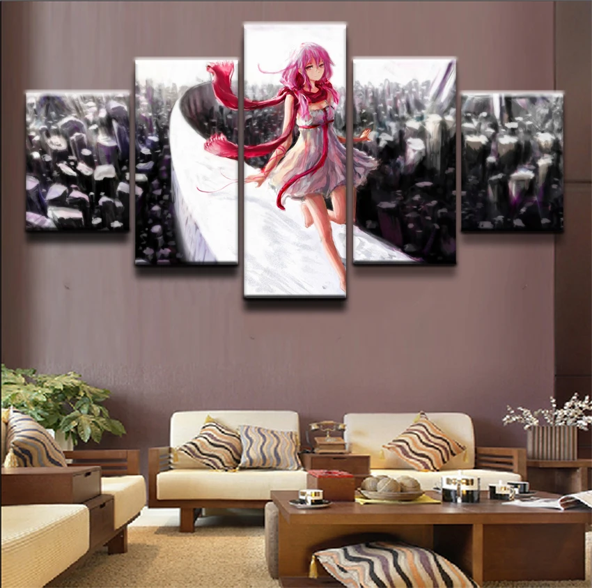 Аниме Guilty Crown Inori Yuzuriha Warrior Картина Настенная живопись холст 5 шт. HD Печать