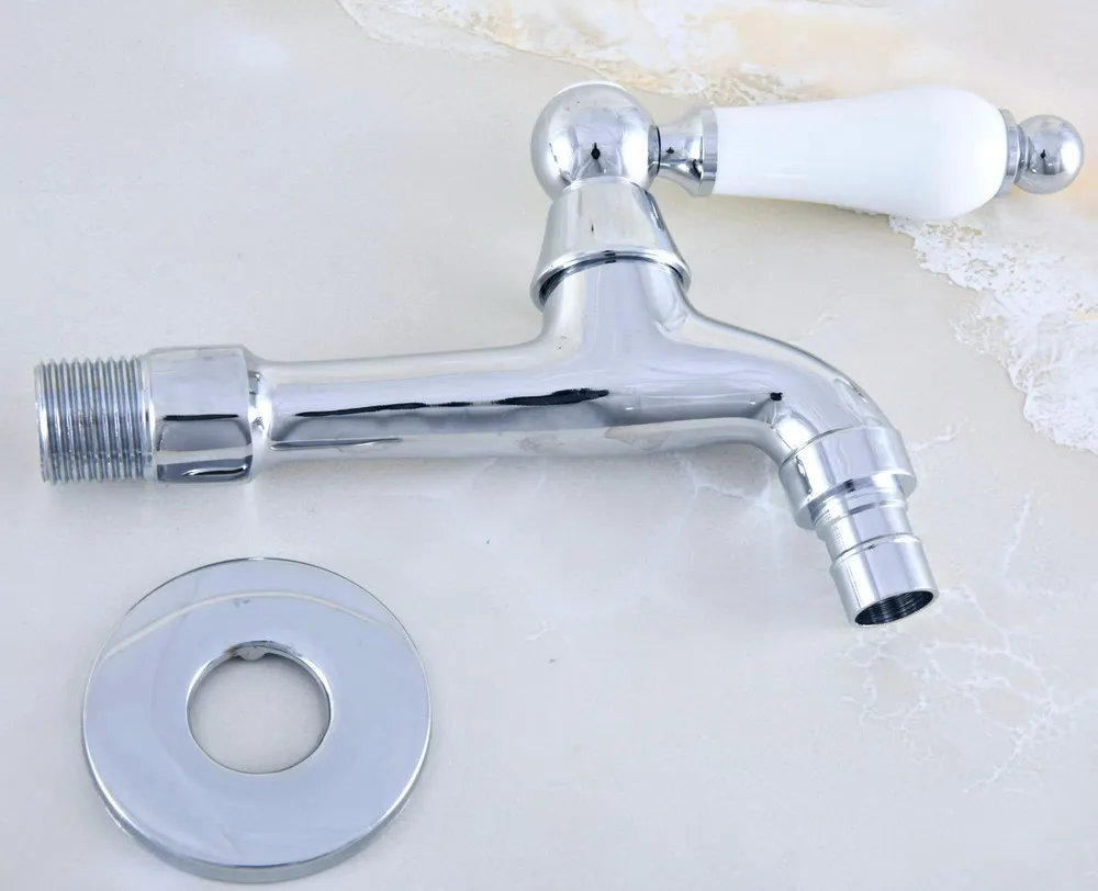 Polished Chrome Brass Single Ceramic Handle Bathroom Washing Machine Faucet /Garden Water Tap / Laundry Sink Taps mav162 | Обустройство