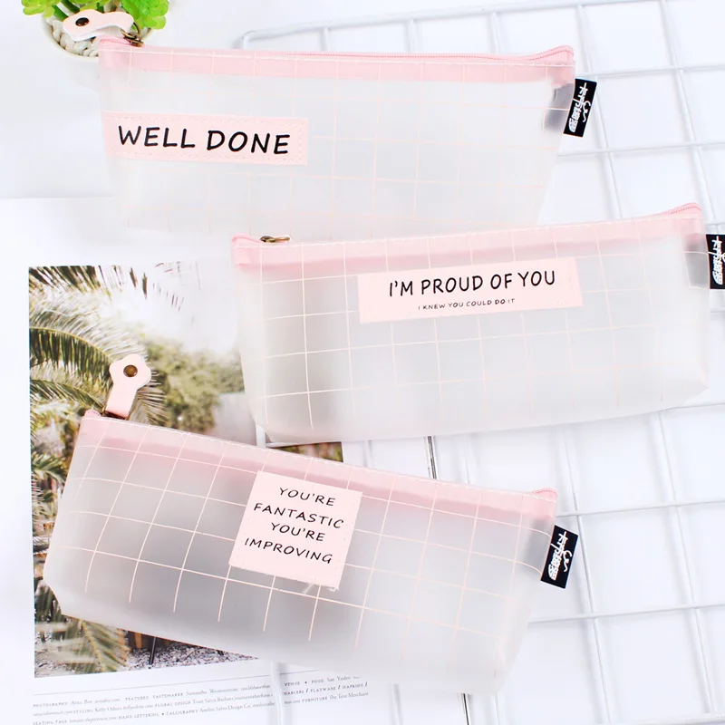 Простой розовый пенал для девочек Coloffice креативный простой с сердечками