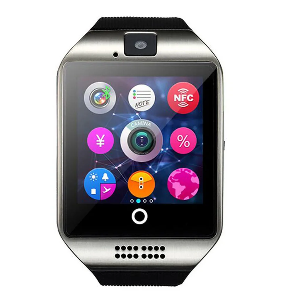 Q18 Шагомер Смарт часы с Сенсорный экран Камера TF Bluetooth SmartWatch для Android IOS Телефон |