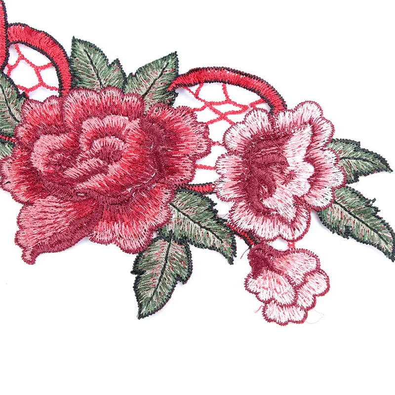 Нашивка с красной вышивкой в виде Розы 1 шт.|sew on patches|dress appliquesew flowers |