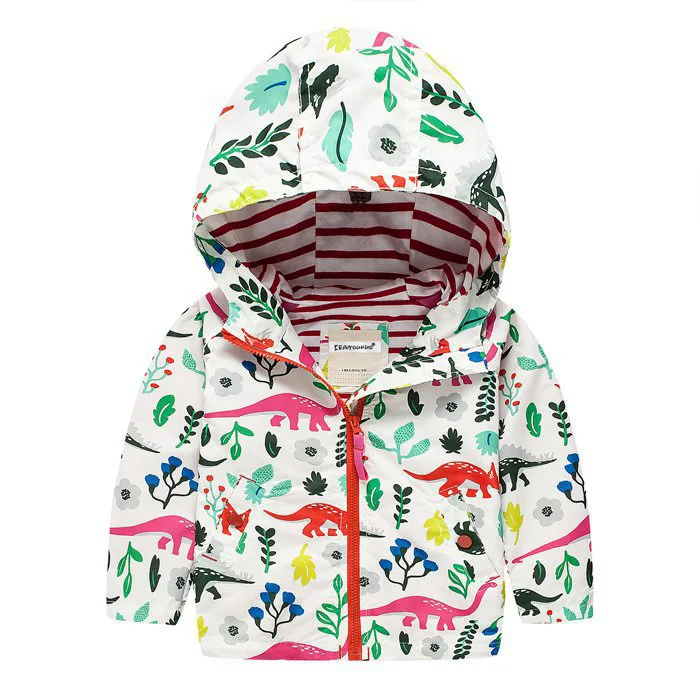 Ветровка для маленьких мальчиков и девочек куртка с динозаврами на осень весну