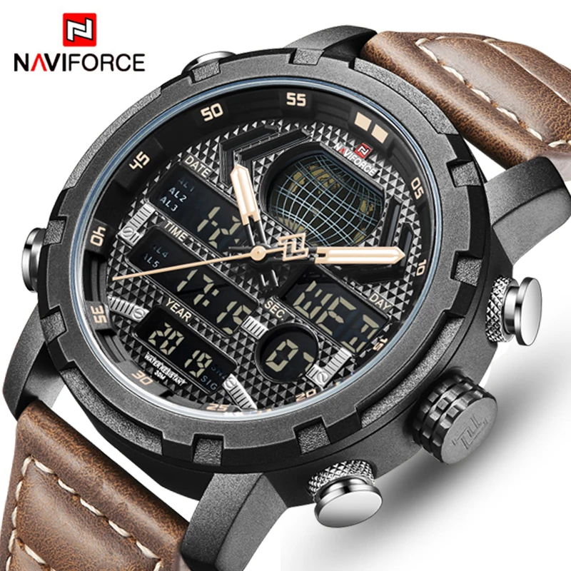 

NFVIFORCE New Men Watches Analog LED Digital Quartz Hour Fashion Wristwatch Waterproof Clock Military Army Relogio Masculino