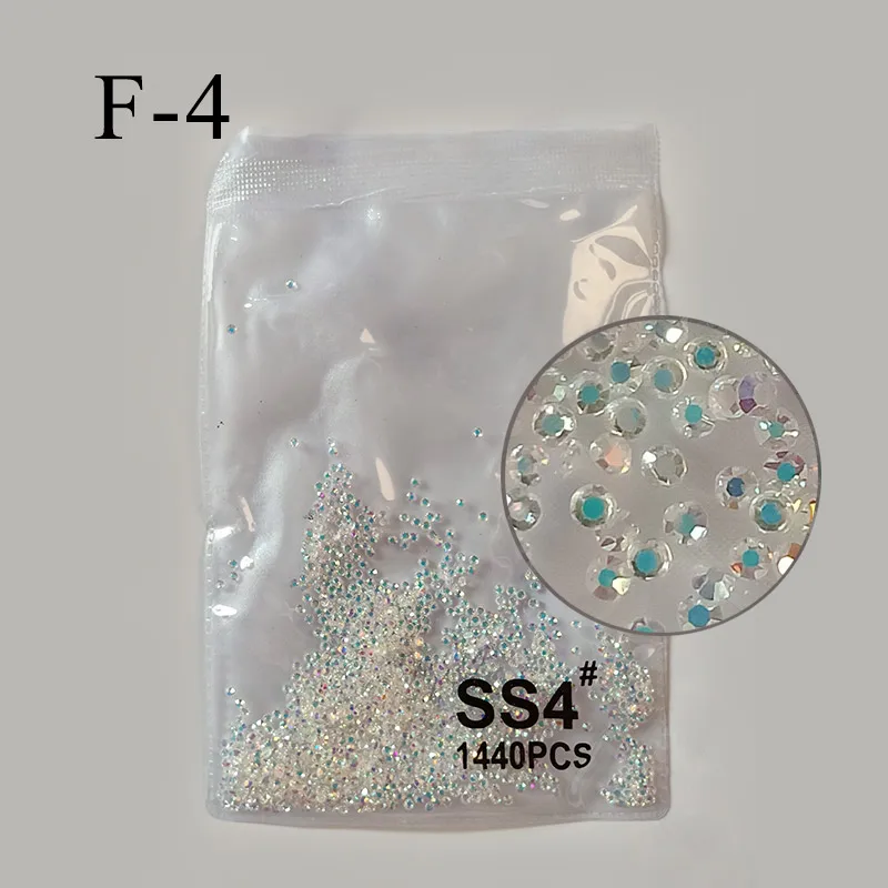 F-ss4 Francheska SS3 SS4 не горячая фиксация кристалла стеклянные фальшивые бриллианты Flatback для 3D украшение для ногтей ozdoby сделать paznokc lakiery hybrydowe - Цвет: F-ss4