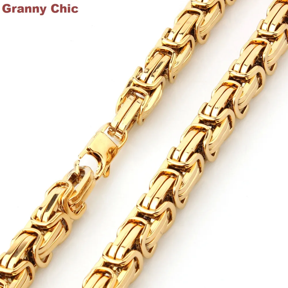 Ожерелье Granny Chic из нержавеющей стали для мужчин Модная бижутерия золотого цвета