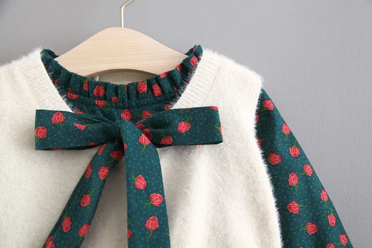 Новинка; зимнее платье для малышей; vestido infantil; весеннее детское платье с полями для девочек; красивый жилет принцессы из двух предметов для девочек
