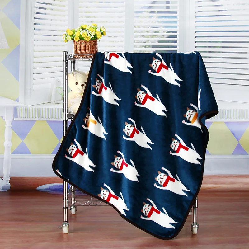 Зимний теплый мягкий коралловый флисовый коврик для кровати с изображением кота