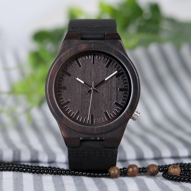BOBO BIRD WB12 мужские часы асимметричного дизайна из черного дерева с мягким кожаным ремешком в подарочной коробке, Прямая поставка, OEM