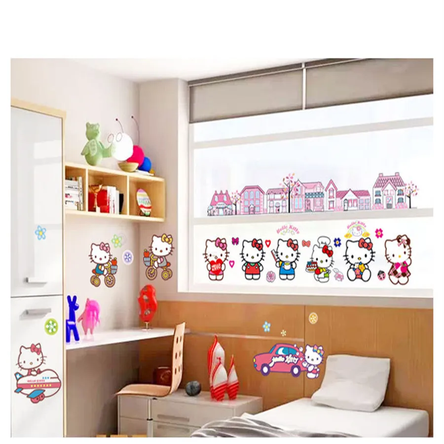 Милая девочка hello kitty детская спальня в детском саду ТВ установка наклейки на
