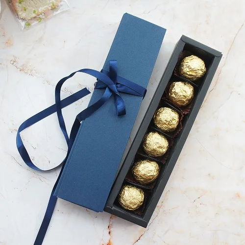 box and ribbon 22,5*4*3,5 см Глубокий сапфир синий красный 10 наборов бумажная коробка для шоколада на День святого Валентина Рождество День Рождения Вечеринка свадебные подарки упаковка - Цвет: box and ribbon