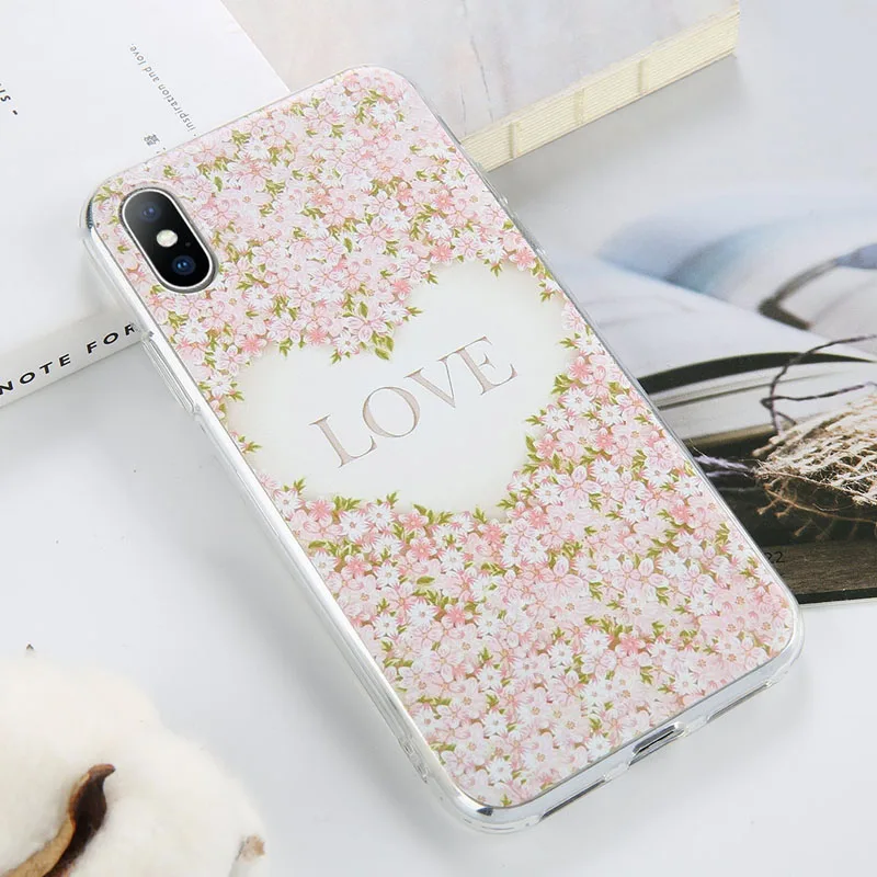 AC5551 USLION розы силиконовый чехол для телефона для iphone X XR XS Max Цветочные листья чехол s для iphone 7 8 6 6S Plus Мягкий ТПУ задняя крышка - Цвет: AC5551