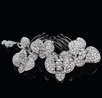 floralbride art deco wired clear rhinestones crystals pearls leaves wedding hair comb bridal hair accessories hair jewelry women
