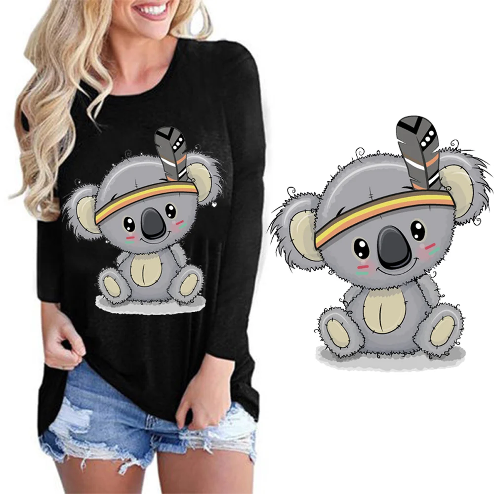 Цветные термоклейкие нашивки Koala с принтом стирающиеся наклейки для детской
