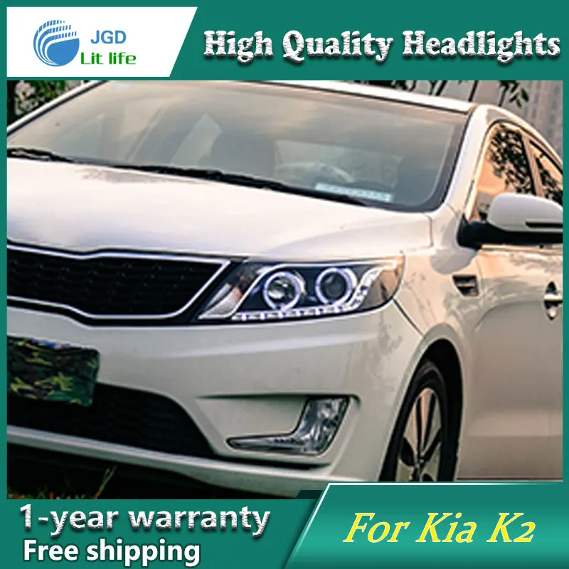 Чехол для стайлинга автомобиля фары Kia Rio K2 2011 2012 2013 2014 светодиодный DRL Объектив
