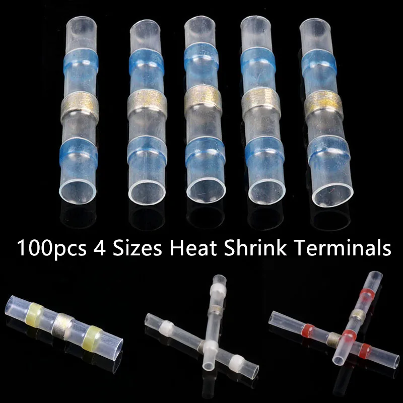 100 шт. термоусадочные трубки для соединения электрических проводов|Терминалы| |