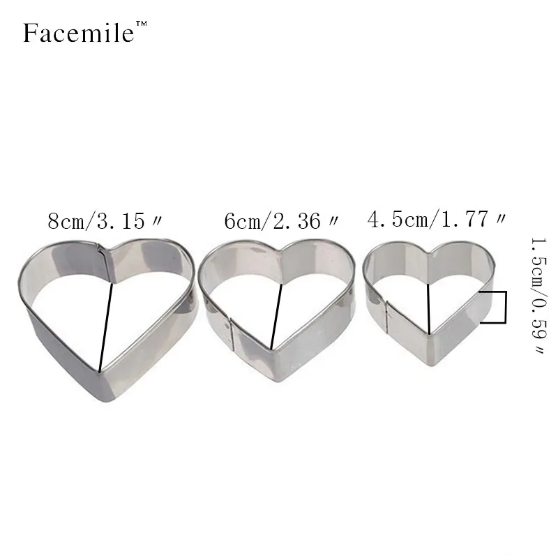Facemile набор формочек для печенья металл 3 шт. Цветущая слива и 3 шт. сердечные резаки для помадки торта печенья паста фруктовая кухонная утварь
