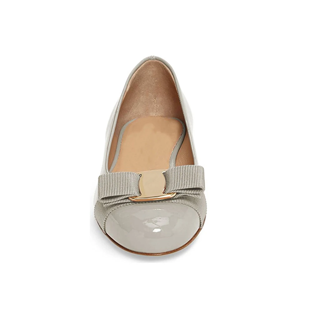 Женские балетки из полиуретана милые туфли с бантом круглым носком без застежки