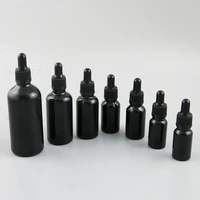 15pcslot shinny black glass dropper bottle portable esstenial oil bottle with glass eye dropper 10ml 20ml 30ml 50ml 100ml