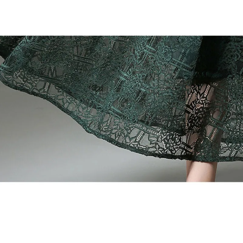 Женское кружевное Плиссированное Платье макси с длинным рукавом однобортное