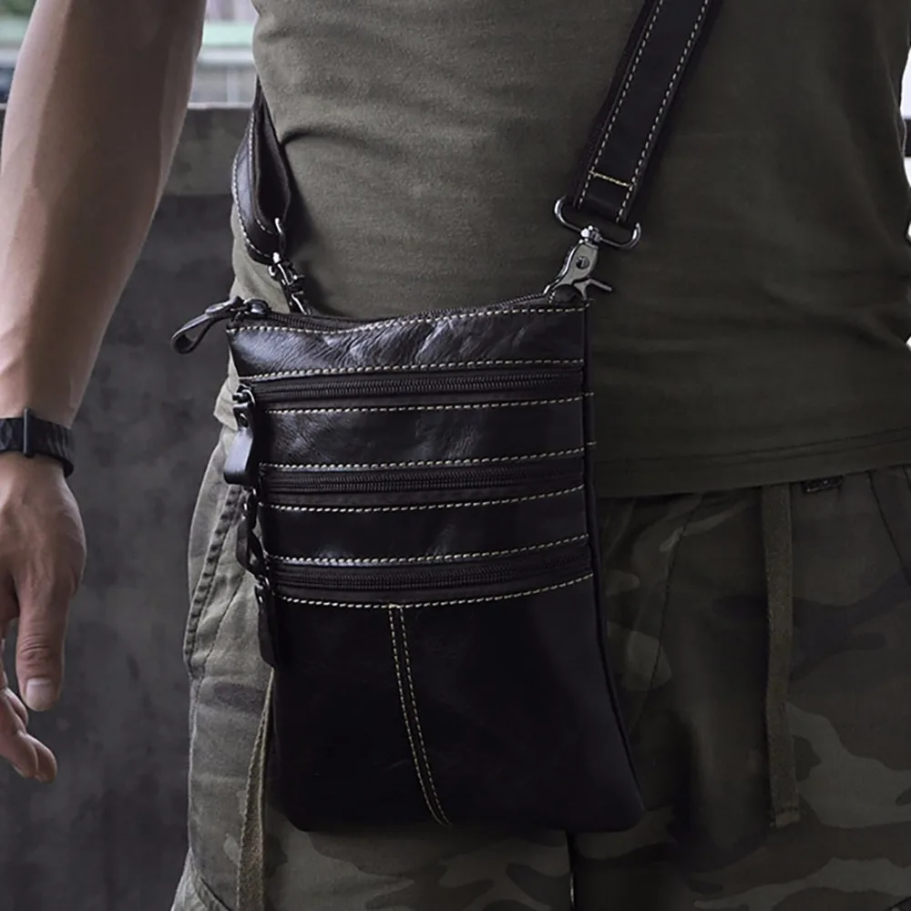 Мужская поясная сумка из воловьей кожи с поясом в стиле ретро маленькая через