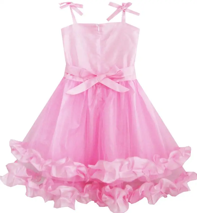 Sunny Fashion платья для девочек платье танк Вышитый Розовый Цветок Подстриженные