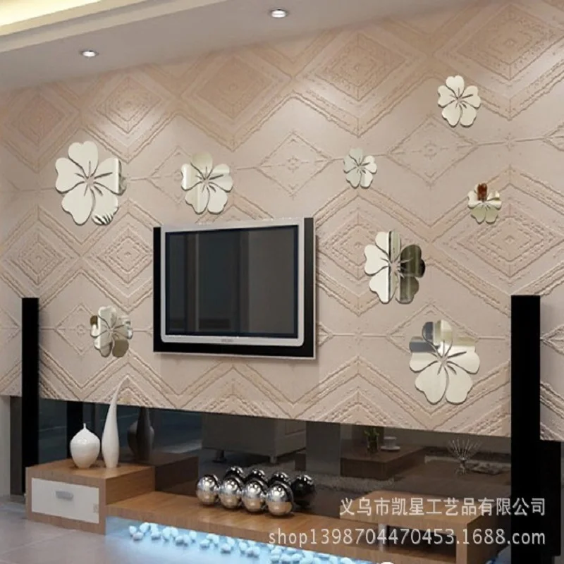 

AliExpress cross-border explosions acrylic wall stickers living room five flowers TV wall crystal stereo mirror wall stickers