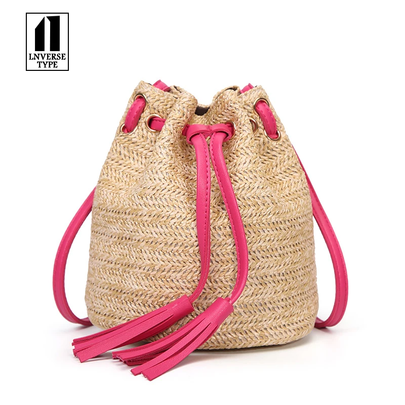 Hand-woven Round Straw Beach Bag Vintage Handmade Woven Shoulder Raffia Circle Rattan Bags Bohemian Summer Vacation Casual | Багаж и сумки